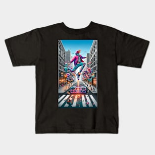 Boombox Leap: The Urban Symphony of Street Beats Kids T-Shirt